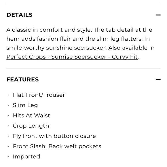 Talbots Perfect Crops Pant - Sunshine Seersucker Blue & White Striped Size 8P - Picture 11 of 11